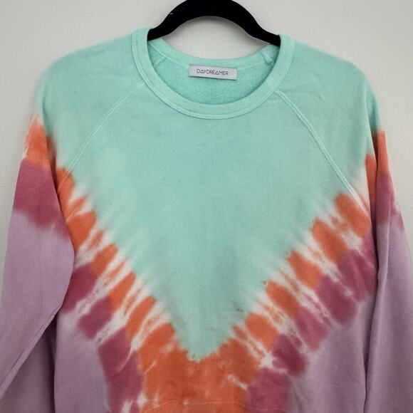 Daydreamer x Free People Tie Dye/Spritz Sweatshirt in Mint Combo - Picture 3 of 8
